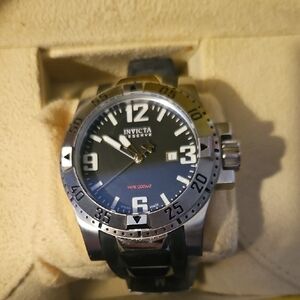 Invicta Reserve Black and Silver Timepiece/ Watch
